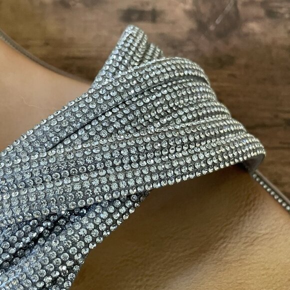 Steve Madden Womens Vanilly Sandal Sz 10 Silver Crystal Slip On Slide Bling Glam - Picture 12 of 13